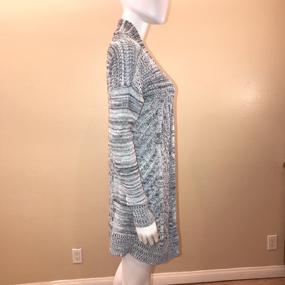 Leo Nicole Open Front Long Cardigan Sweater Womens Size Medium Grey - Picture 7 of 14
